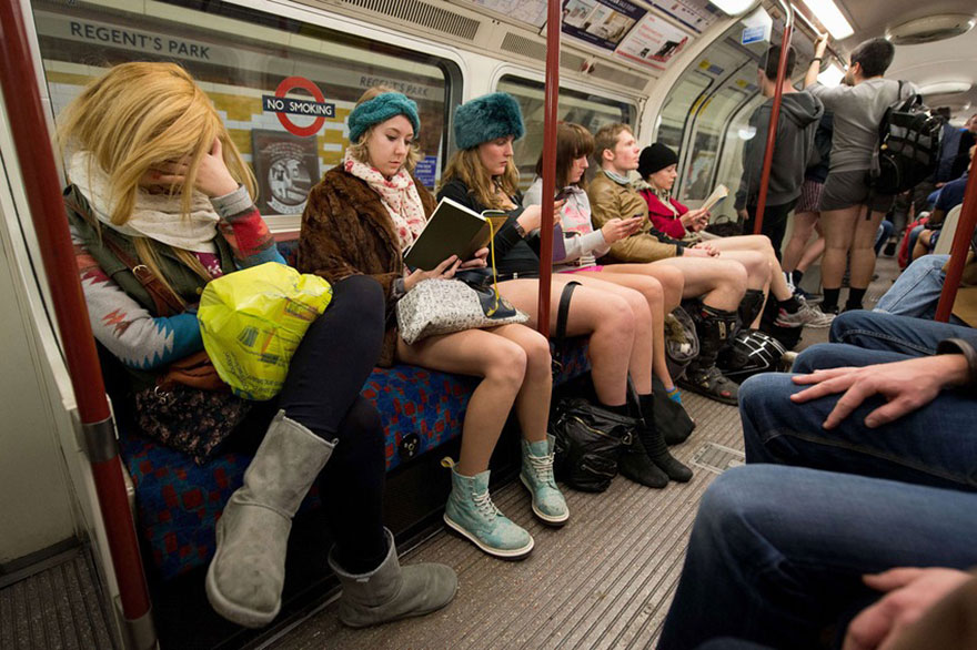 Pantless Commuters from Around The Globe Flood Subways on No Pants Day 2014 Pantless Commuters from Around The Globe Flood Subways on No Pants Day 2014
