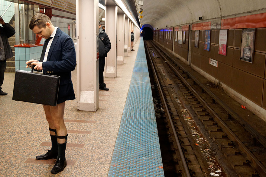 Pantless Commuters from Around The Globe Flood Subways on No Pants Day 2014 Pantless Commuters from Around The Globe Flood Subways on No Pants Day 2014