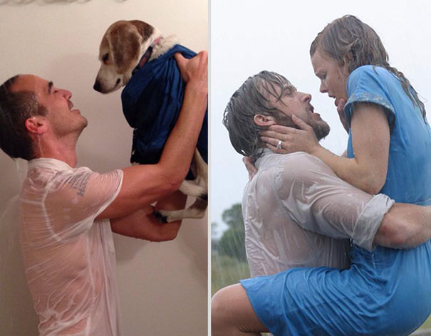 Guy Re-Enacts Famous Movie Scenes With His Boss’s Dog Guy Re-Enacts Famous Movie Scenes With His Boss’s Dog