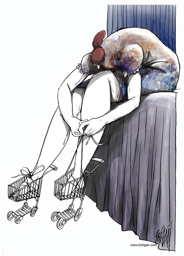 Our Problems and Flaws Turned Into Cartoons by Angel Boligan