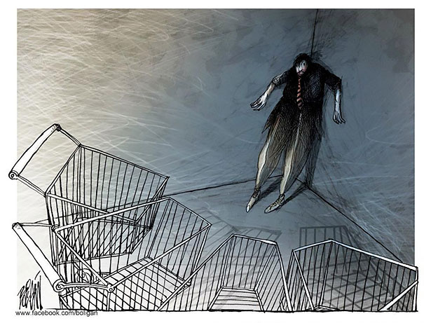 Our Problems and Flaws Turned Into Cartoons by Angel Boligan