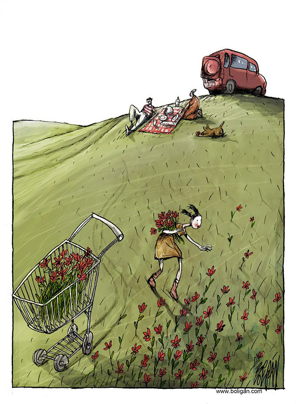 Our Problems and Flaws Turned Into Cartoons by Angel Boligan