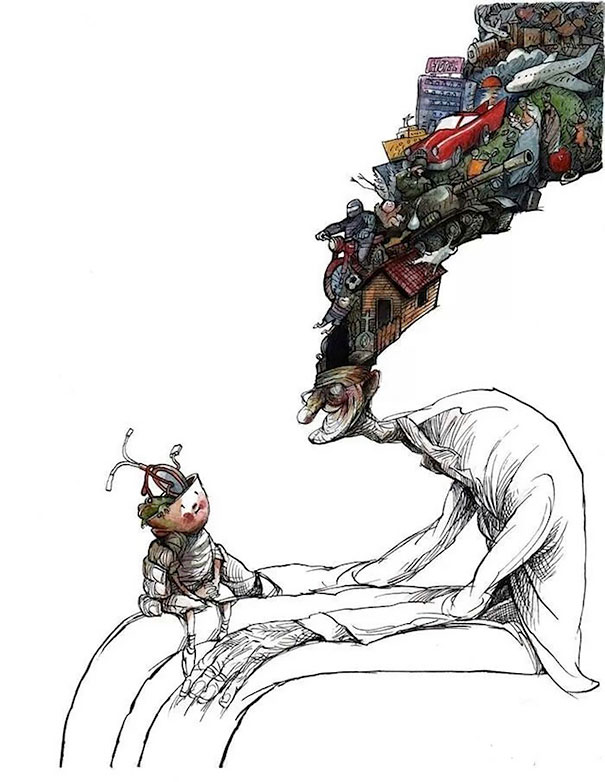 Our Problems and Flaws Turned Into Cartoons by Angel Boligan