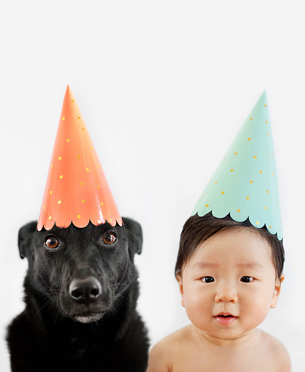 Mom Takes Adorable Matching Portraits Of Her 10 Month-Old Baby And Their Rescue Dog
