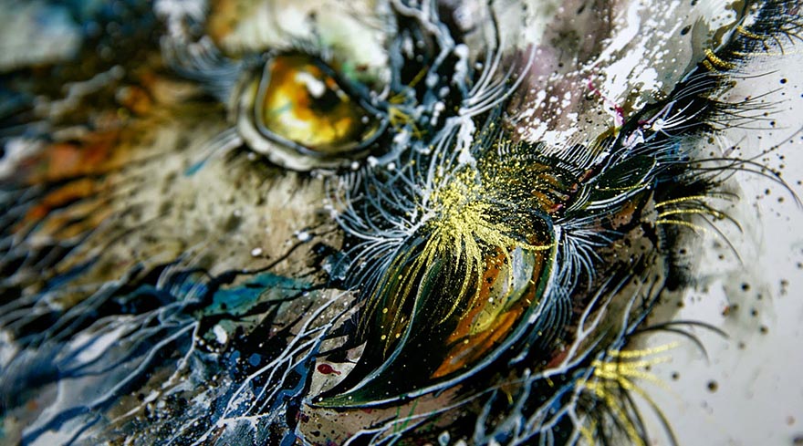 Artist Creates Stunning Owl Painting With Chaotic Splashes Of Color