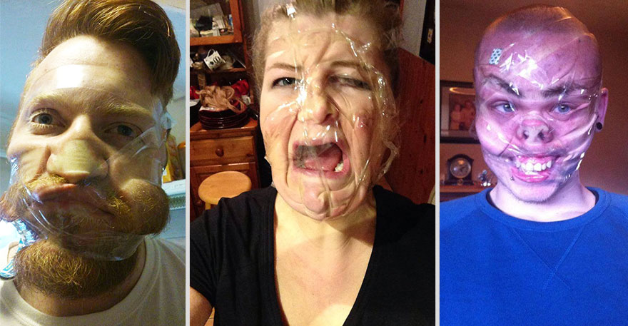 Scotch Tape Selfies: Newest Trend Of Distorting Faces With Tape Goes Viral On Facebook Scotch Tape Selfies: Newest Trend Of Distorting Faces With Tape Goes Viral On Facebook