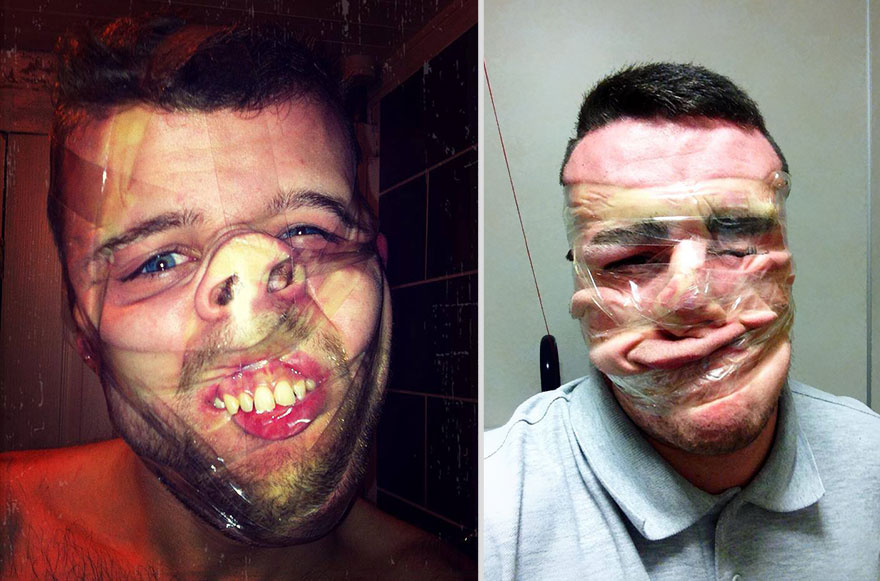 Scotch Tape Selfies: Newest Trend Of Distorting Faces With Tape Goes Viral On Facebook Scotch Tape Selfies: Newest Trend Of Distorting Faces With Tape Goes Viral On Facebook