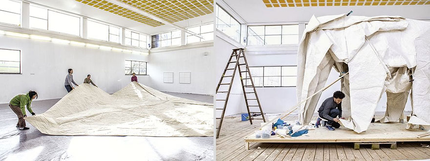 Artist Folds Life-Sized Elephant Out Of Single Massive 50 x 50 ft Sheet Of Paper