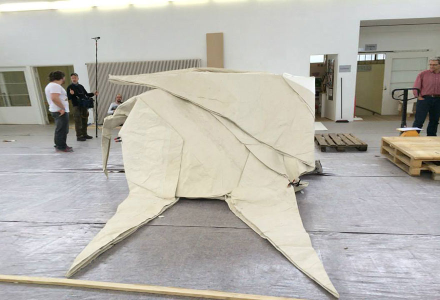Artist Folds Life-Sized Elephant Out Of Single Massive 50 x 50 ft Sheet Of Paper