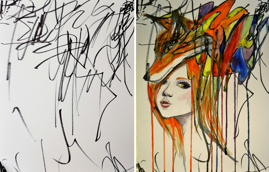 Artist Turns Her 2-Year-Old&#8217;s Sketches Into Paintings