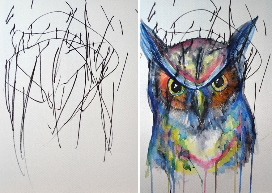 Artist Turns Her 2-Year-Old&#8217;s Sketches Into Paintings