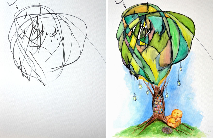 Artist Turns Her 2-Year-Old&#8217;s Sketches Into Paintings