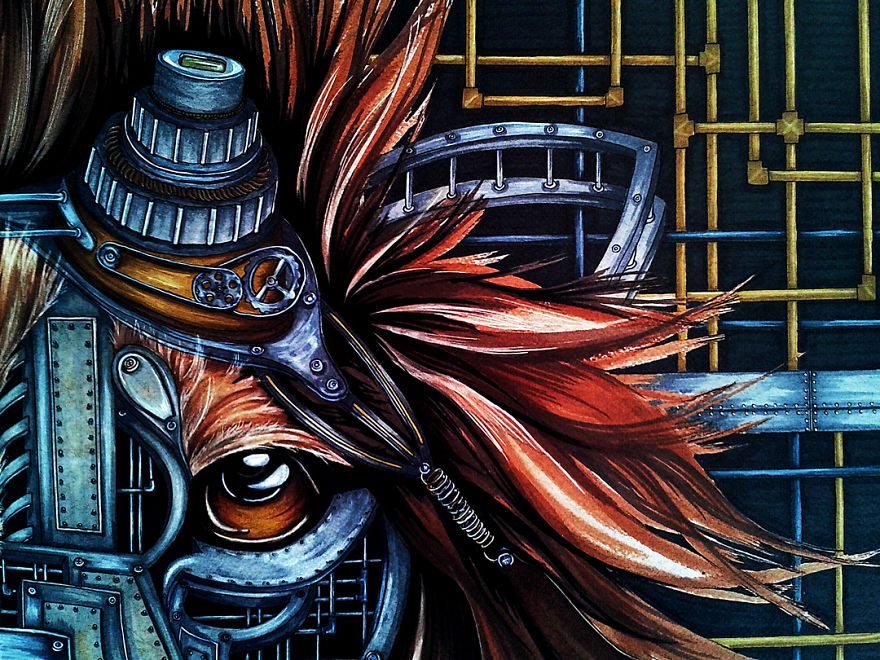 Steampunk Lion: Step By Step From A Blank Page To The Complete Drawing