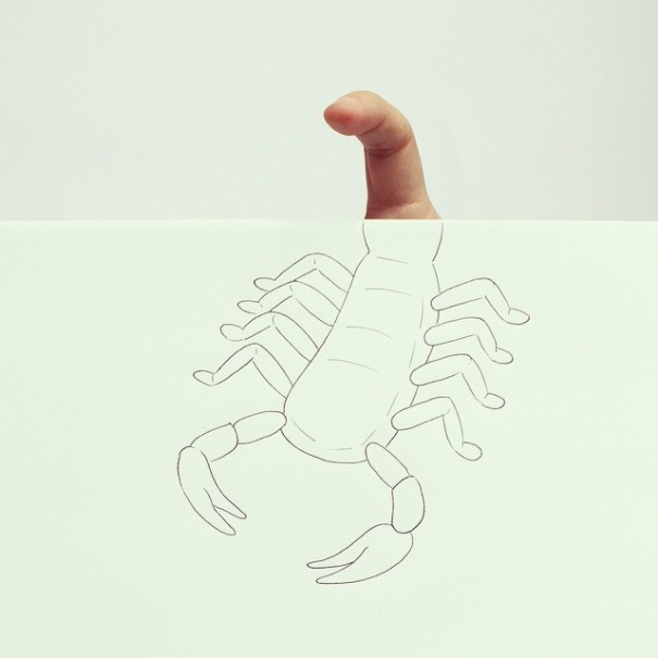 Artist Creates Cute Drawings Out Of His Own Fingers Artist Creates Cute Drawings Out Of His Own Fingers