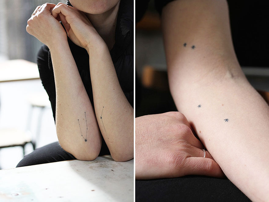 Artist Inks Her Friends With Minimalist Tattoos For Food, Lessons Or Books Artist Inks Her Friends With Minimalist Tattoos For Food, Lessons Or Books