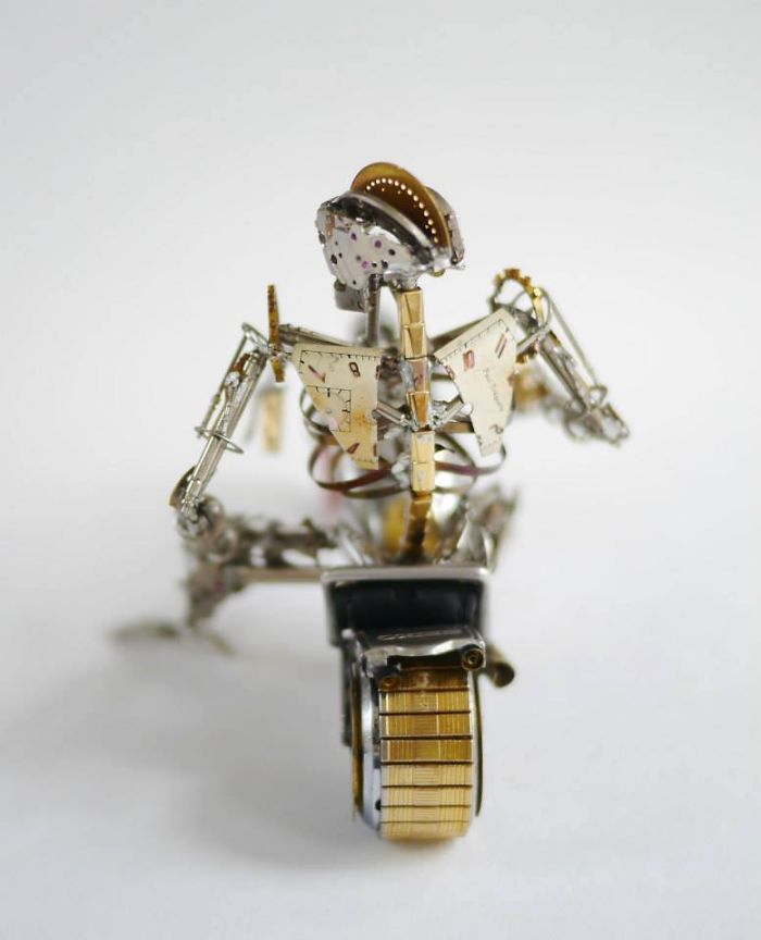 These Guys Made A Motorcycle And Rider Completely Out Of Vintage Watch Parts