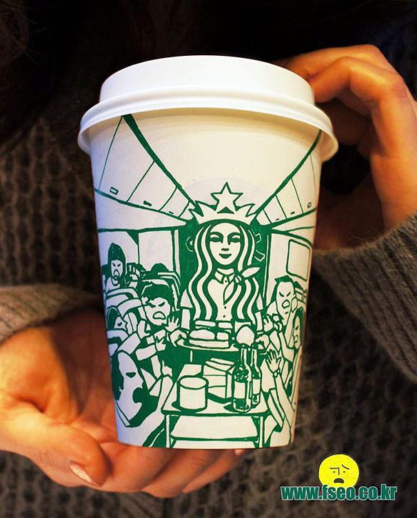 Illustrator Doodles On Starbucks Cups To Turn Mermaid Into Various Characters Illustrator Doodles On Starbucks Cups To Turn Mermaid Into Various Characters