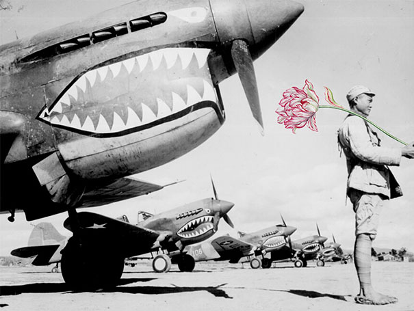Artist Replaces Guns With Flowers In Historic Photos Artist Replaces Guns With Flowers In Historic Photos