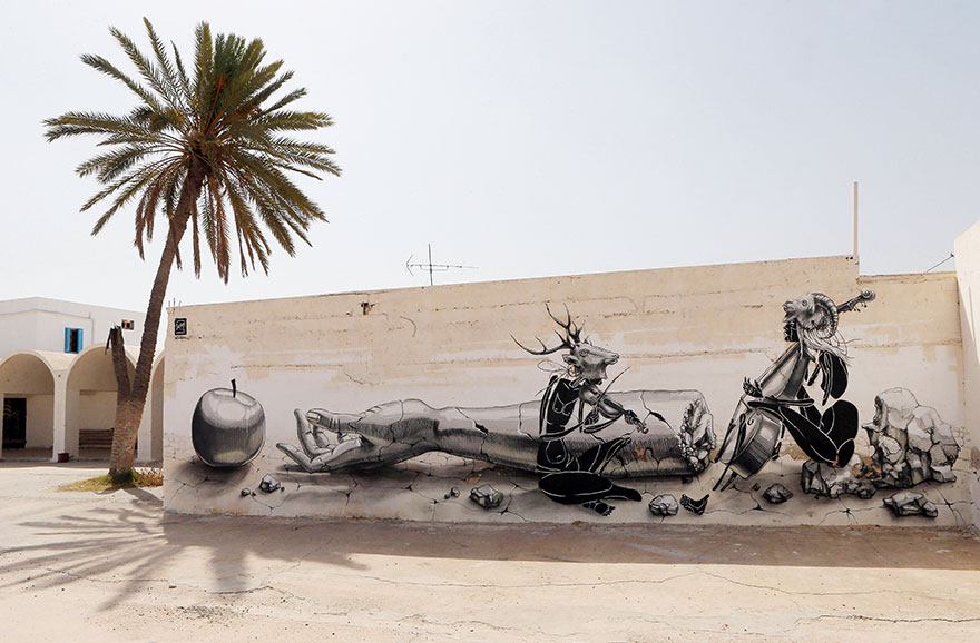 150 Street Artists From 30 Countries Turn Old Tunisian Village Into Outdoor Art Gallery 150 Street Artists From 30 Countries Turn Old Tunisian Village Into Outdoor Art Gallery
