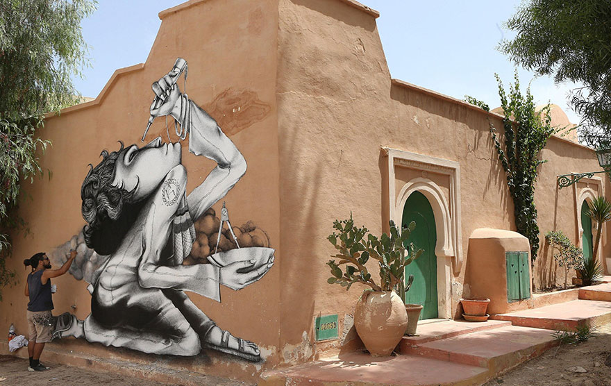 150 Street Artists From 30 Countries Turn Old Tunisian Village Into Outdoor Art Gallery 150 Street Artists From 30 Countries Turn Old Tunisian Village Into Outdoor Art Gallery