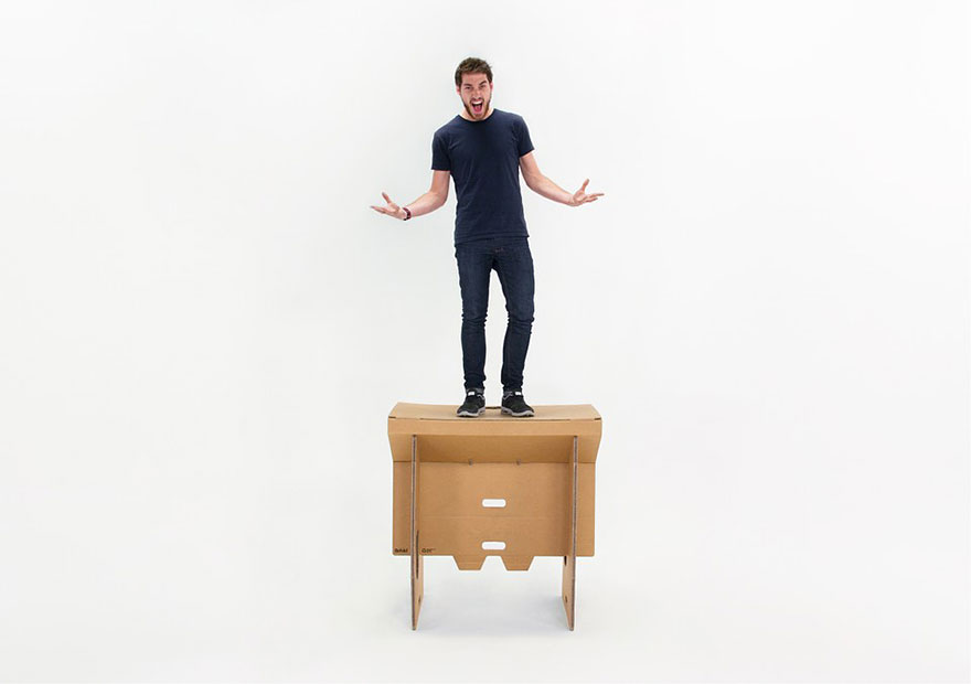 This Standing Cardboard Desk Is Portable, Recyclable, And Is Strong Enough To Hold An Adult This Standing Cardboard Desk Is Portable, Recyclable, And Is Strong Enough To Hold An Adult