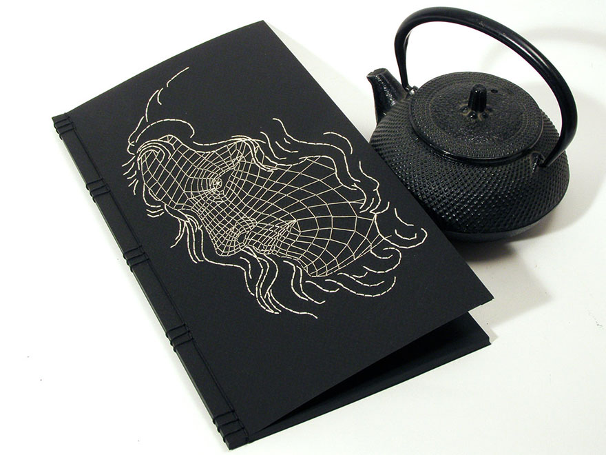 Artist Embroiders Notebook With Veins, Holograms, And Floral Patterns