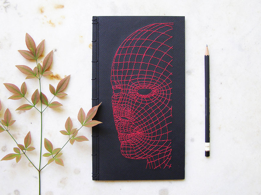 Artist Embroiders Notebook With Veins, Holograms, And Floral Patterns