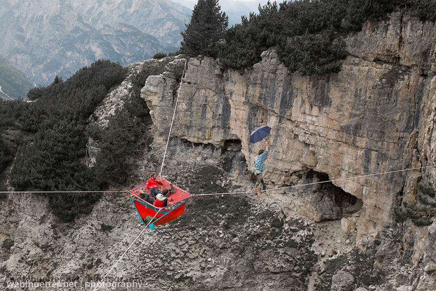 People At This Festival Slept On Hammocks Hanging Hundreds Of Feet Above The Italian Alps