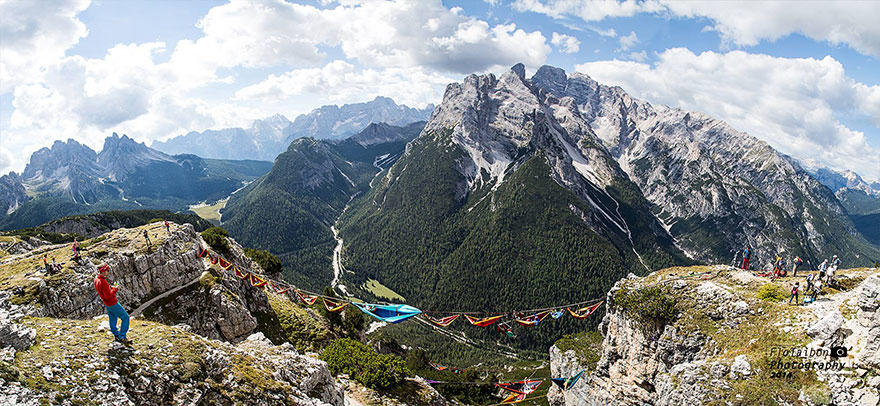 People At This Festival Slept On Hammocks Hanging Hundreds Of Feet Above The Italian Alps
