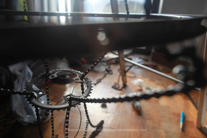 DIY Chandelier From My Old Bicycles&#8217; Parts