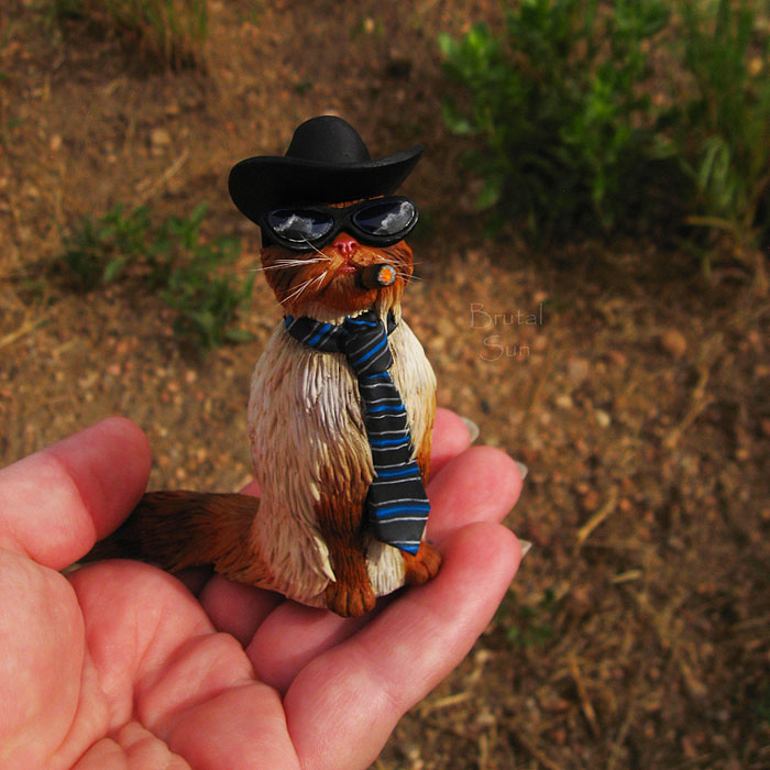 Miniature Cat Figurines Sculpted From Polymer Clay Miniature Cat Figurines Sculpted From Polymer Clay