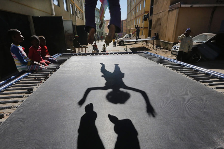 Kids From A Poor Part Of Johannesburg Receive A Trampoline And Soar Through The Air With Glee