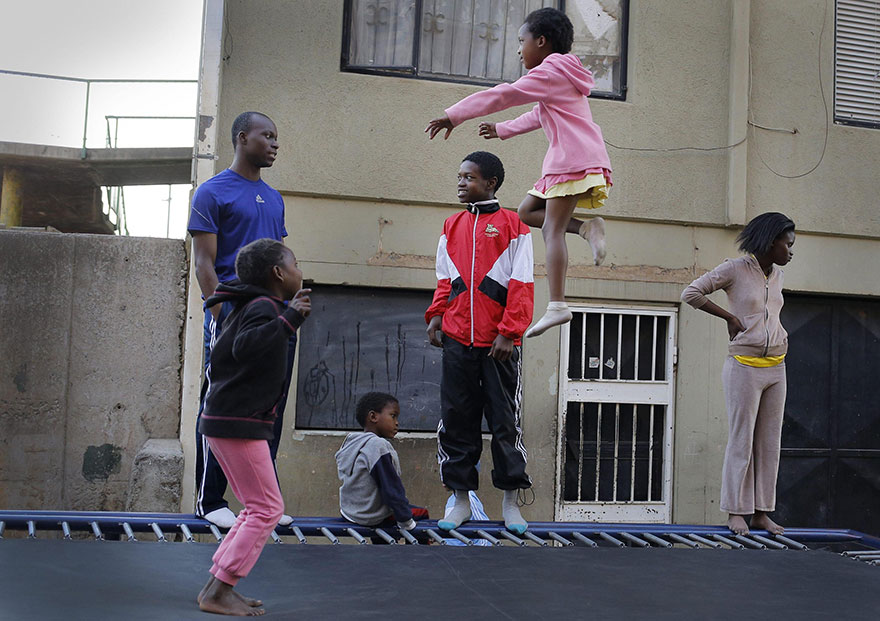 Kids From A Poor Part Of Johannesburg Receive A Trampoline And Soar Through The Air With Glee