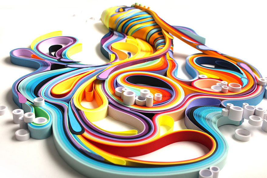 Mesmerizing Paper Art Made From Strips Of Colored Paper by Yulia Brodskaya