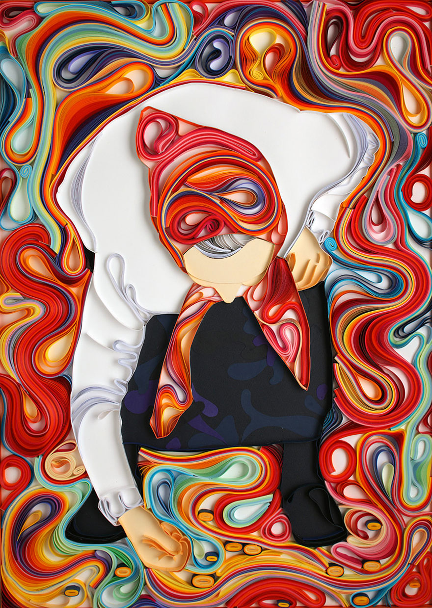 Mesmerizing Paper Art Made From Strips Of Colored Paper by Yulia Brodskaya