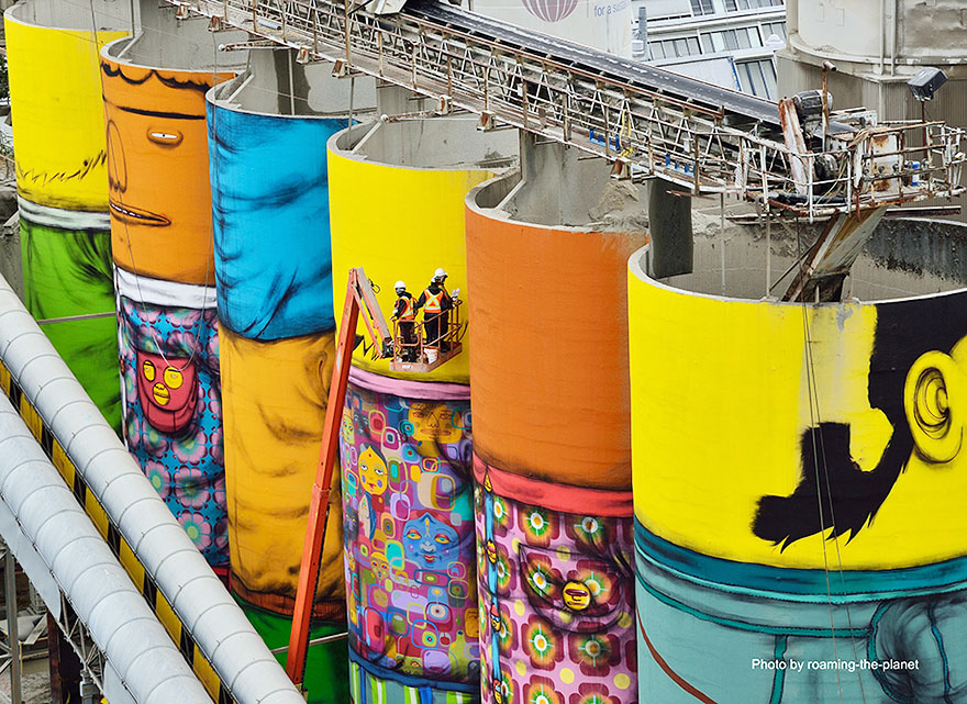 Twin Brothers Turn 70 Ft Silos In Vancouver Into Colorful Giants