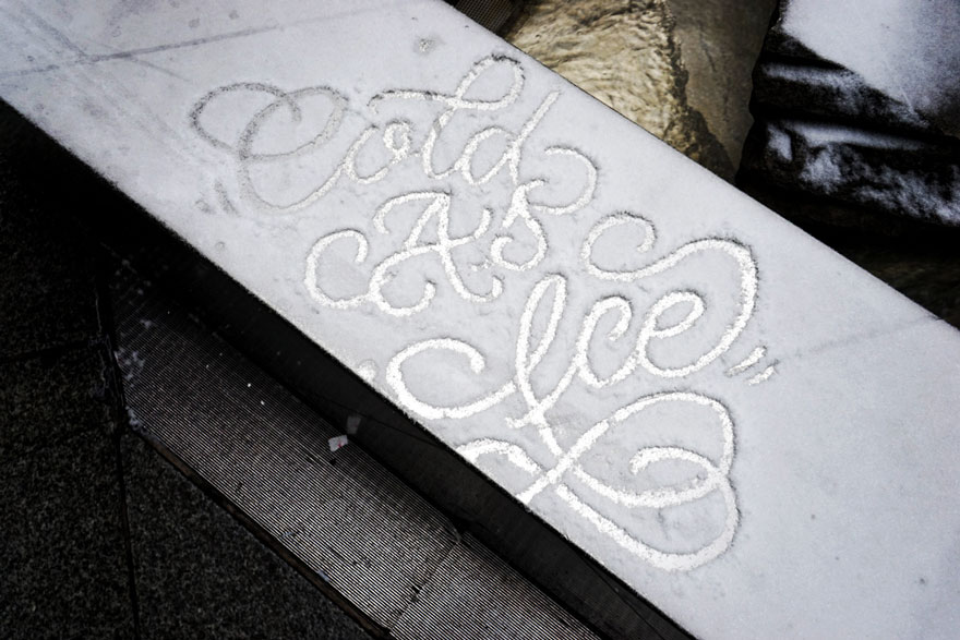 Mysterious Street Artist Leaves Beautiful Typographic Messages On Snow-Covered Cars in NYC