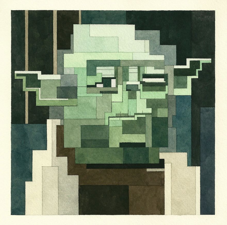 Pixelated Watercolor Paintings Of Star Wars