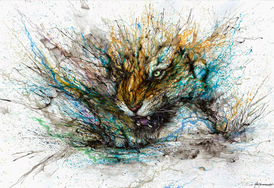 Splattered Ink Animal Portraits By Chinese Artist Hua Tunan Splattered Ink Animal Portraits By Chinese Artist Hua Tunan