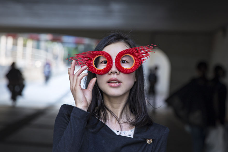 Iranian Artist Takes Bizarre Eyeware Into The Streets Of Shanghai