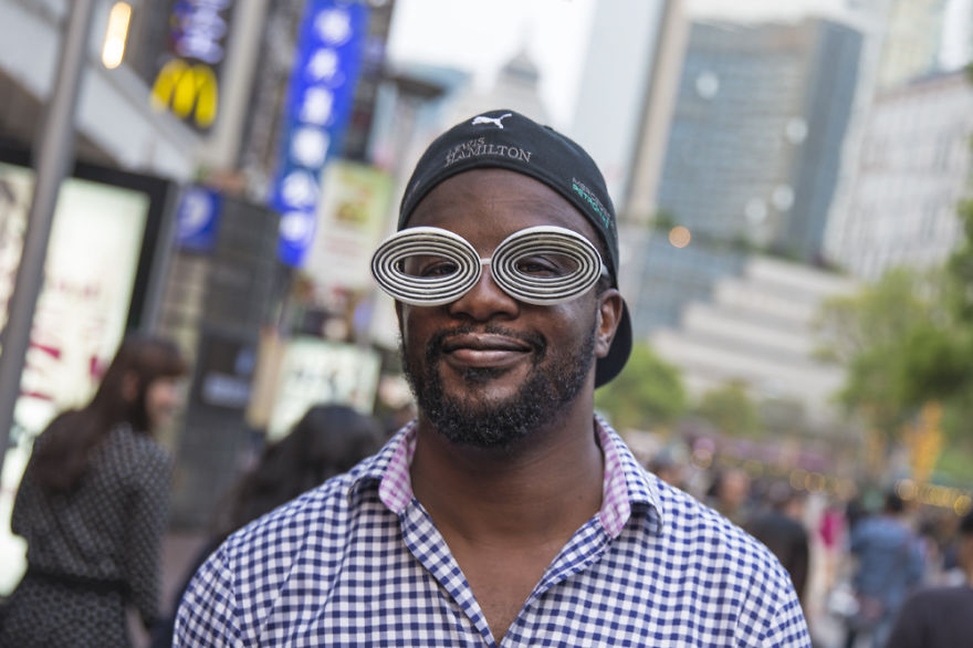 Iranian Artist Takes Bizarre Eyeware Into The Streets Of Shanghai