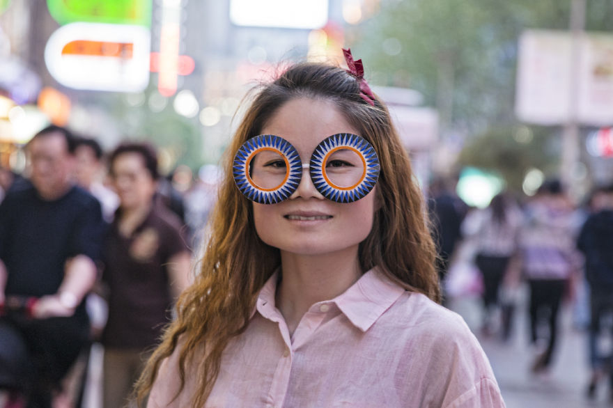 Iranian Artist Takes Bizarre Eyeware Into The Streets Of Shanghai