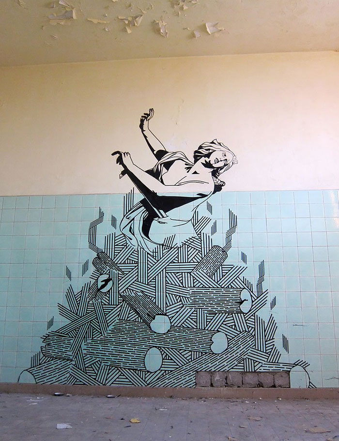 Artist Uses Tape Instead Of Paint To Create Beautiful Street Art Artist Uses Tape Instead Of Paint To Create Beautiful Street Art