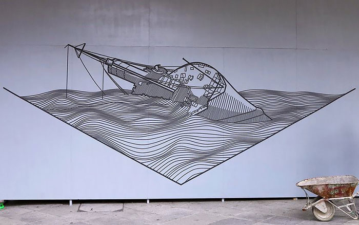 Artist Uses Tape Instead Of Paint To Create Beautiful Street Art Artist Uses Tape Instead Of Paint To Create Beautiful Street Art
