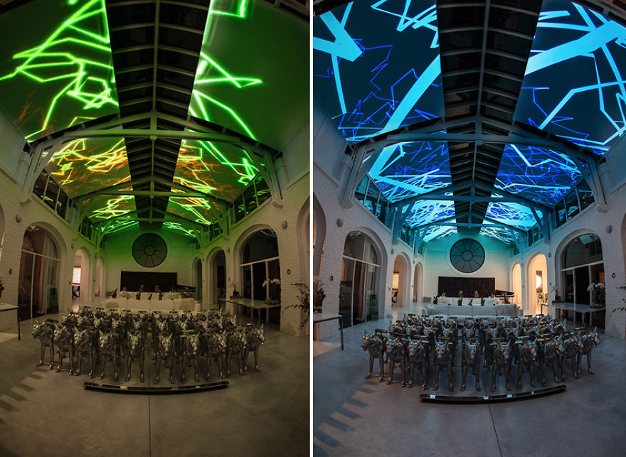 Virtual Ceiling By Miguel Chevalier In A Belgian Loft Virtual Ceiling By Miguel Chevalier In A Belgian Loft