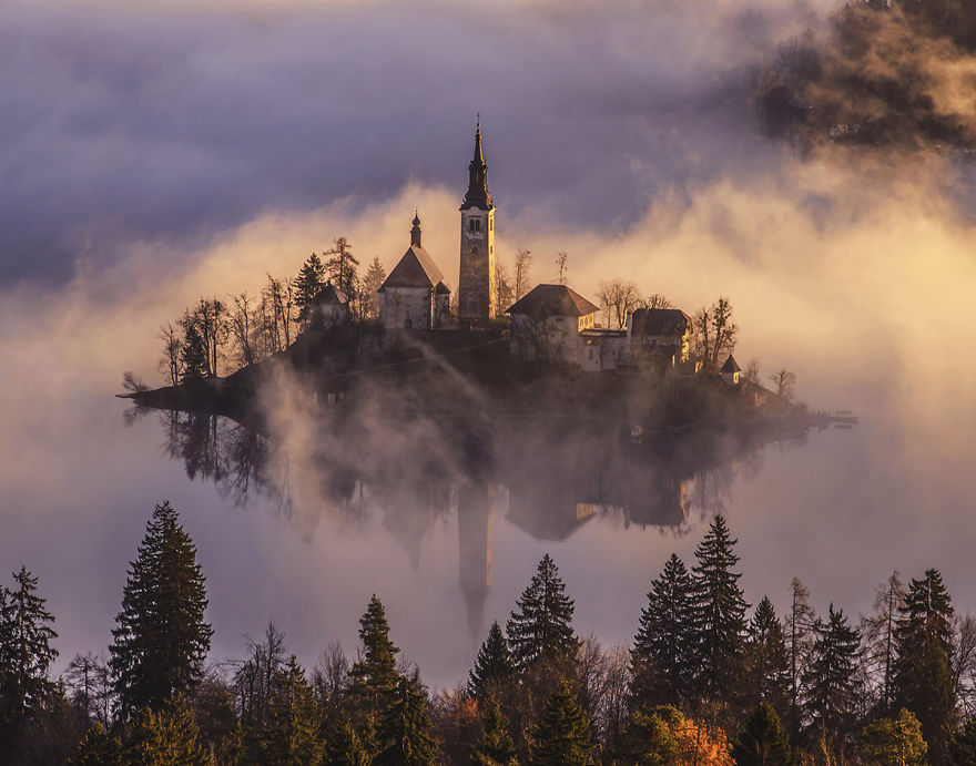 Spectacular Sunrise At Lake Bled In Slovenia Spectacular Sunrise At Lake Bled In Slovenia