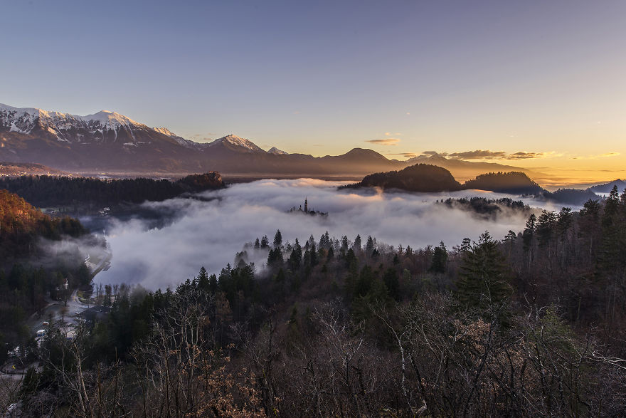 Spectacular Sunrise At Lake Bled In Slovenia Spectacular Sunrise At Lake Bled In Slovenia