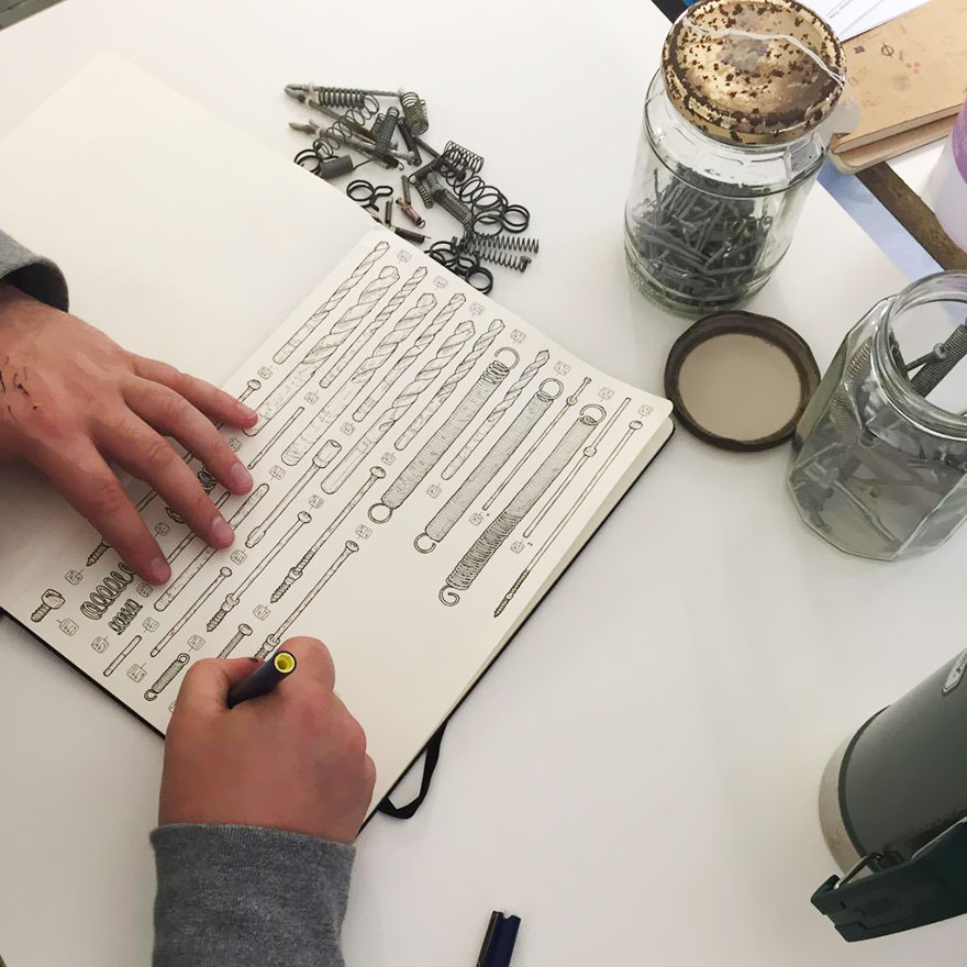 Artist Celebrates Late Grandfather By Drawing Each Of The 100,000+ Items He Left In His Toolshed Artist Celebrates Late Grandfather By Drawing Each Of The 100,000+ Items He Left In His Toolshed