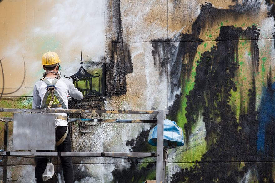 I Painted A Giant Mural Of The Traditional Foshan Lion Dance In Taipei