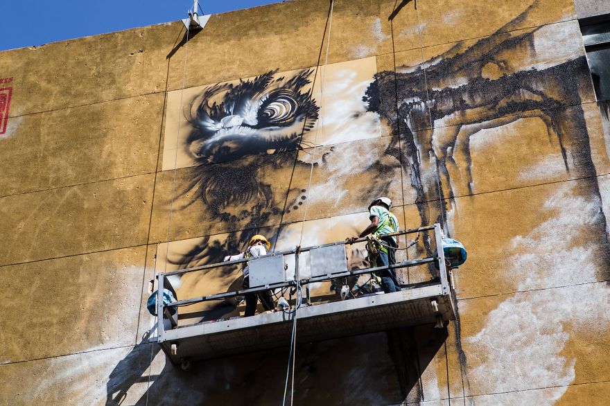 I Painted A Giant Mural Of The Traditional Foshan Lion Dance In Taipei